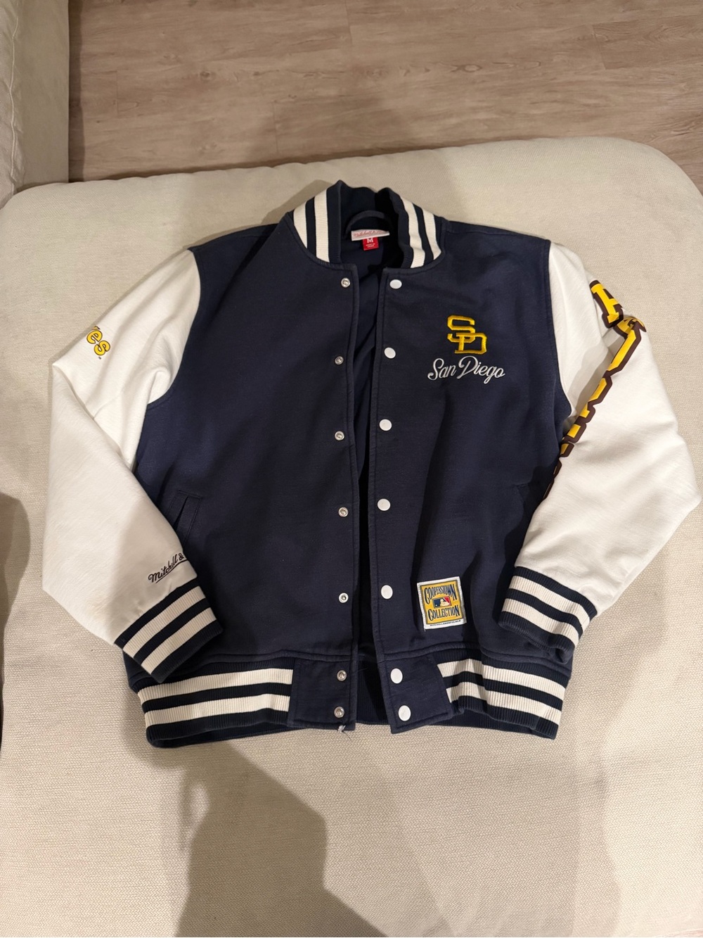 San Diego Padres Mitchell & Ness Navy & White Varsity Jacket